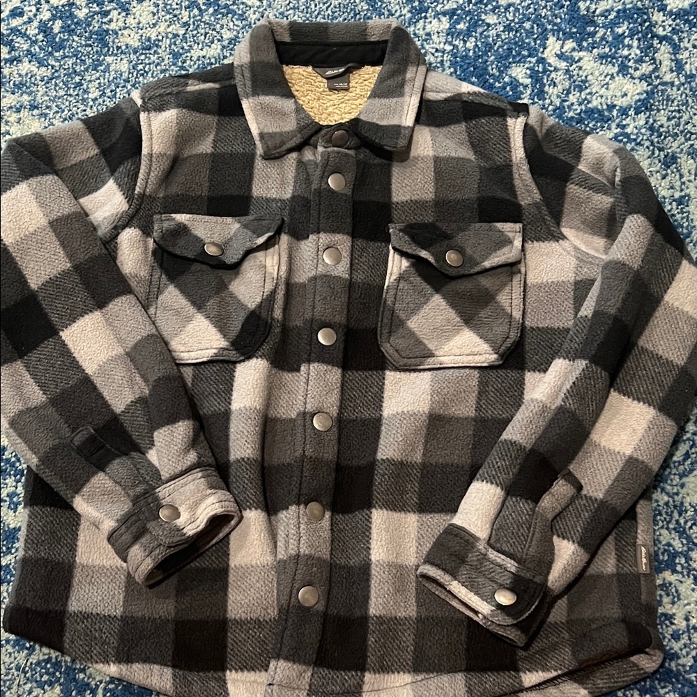 Eddie Bauer Kids Plaid Jacket - Black and Gray